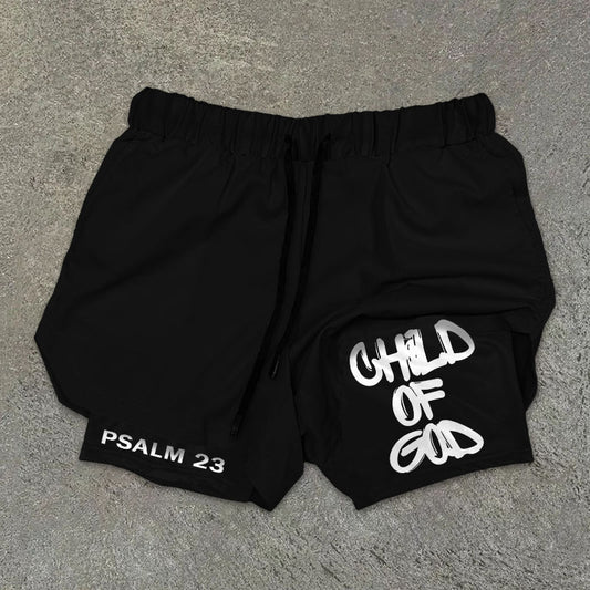 Child Of God Print Double Layer Shorts