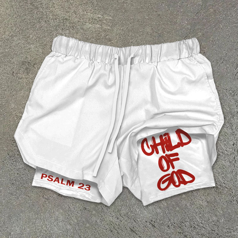 Child Of God Print Double Layer Shorts