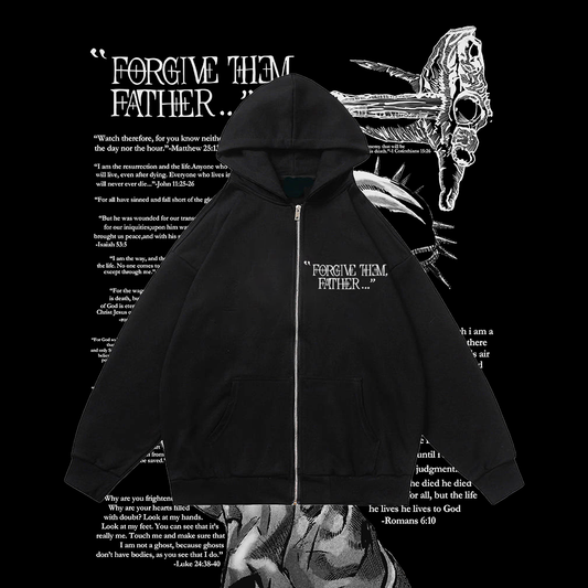 100% Cotton™️ Forgive Them,Father Bible Verses Printed Zip Up Hoodie