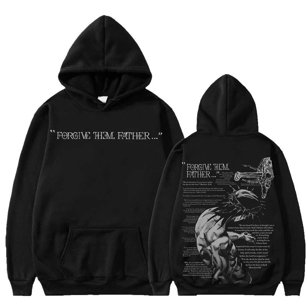 100% Cotton™️ Forgive Them,Father Bible Verses Print Long Sleeve Hoodie
