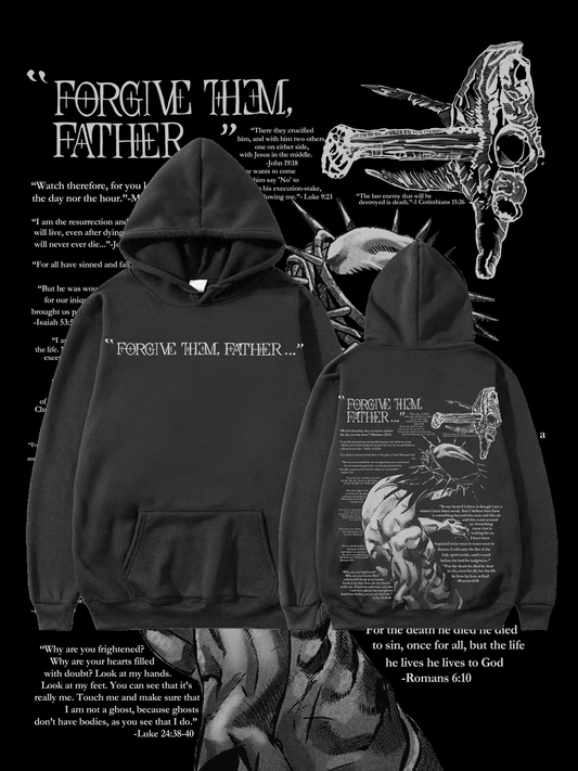 100% Cotton™️ Forgive Them,Father Bible Verses Print Long Sleeve Hoodie
