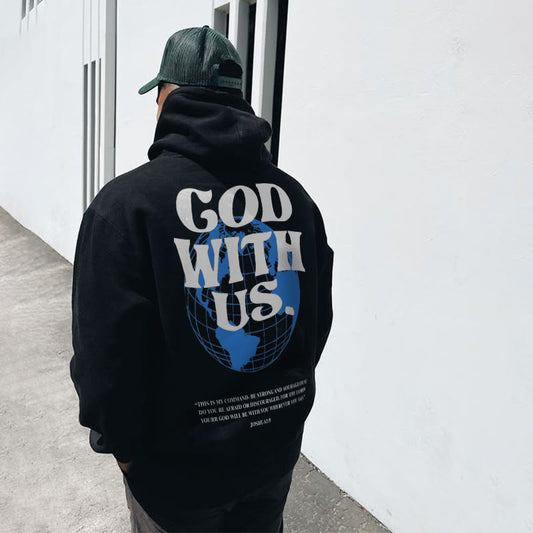 God With Us Print Hoodie