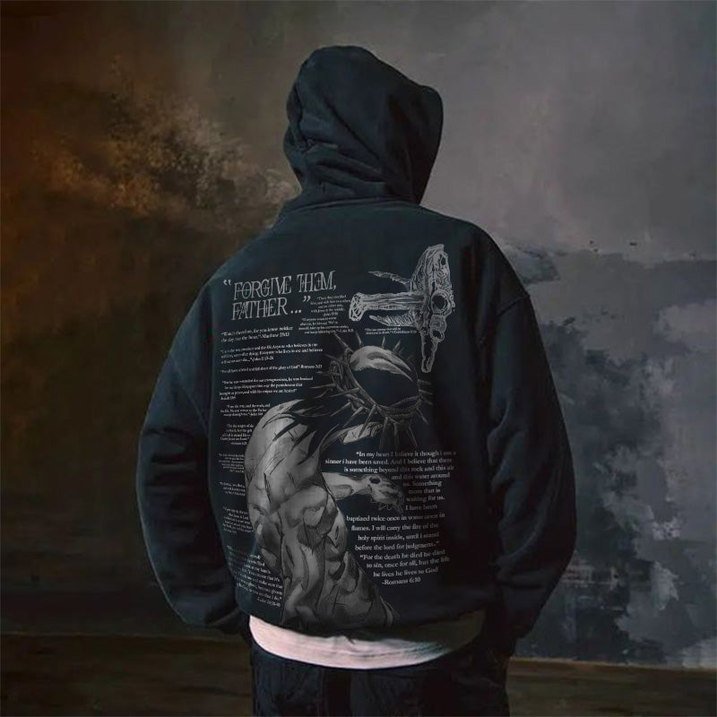 100% Cotton™️ Forgive Them,Father Bible Verses Print Long Sleeve Hoodie
