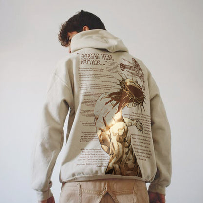 100% Cotton™️ Forgive Them,Father Bible Verses Print Long Sleeve Hoodie