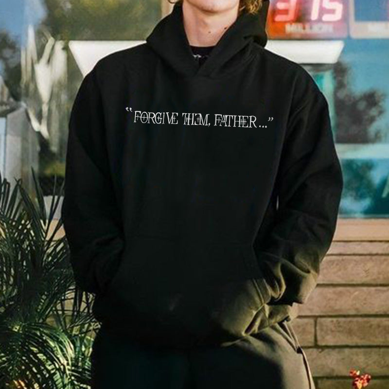 100% Cotton™️ Forgive Them,Father Bible Verses Print Long Sleeve Hoodie