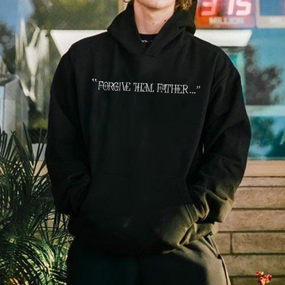 100% Cotton™️ Forgive Them,Father Bible Verses Print Long Sleeve Hoodie