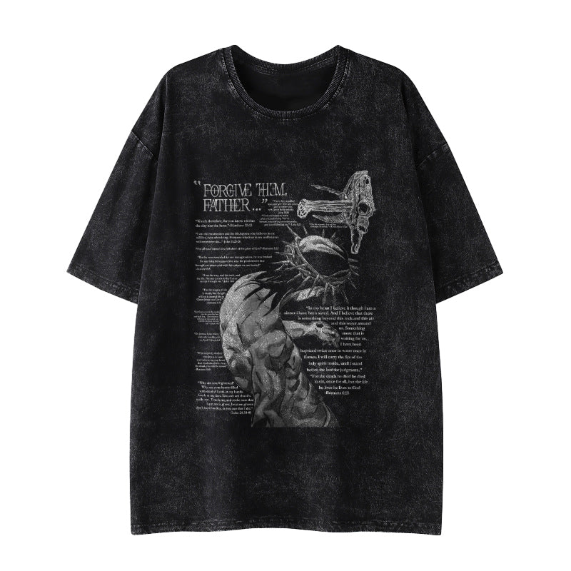 100% Cotton™️ Forgive Them,Father Bible Verses Printed Washed T-shirt