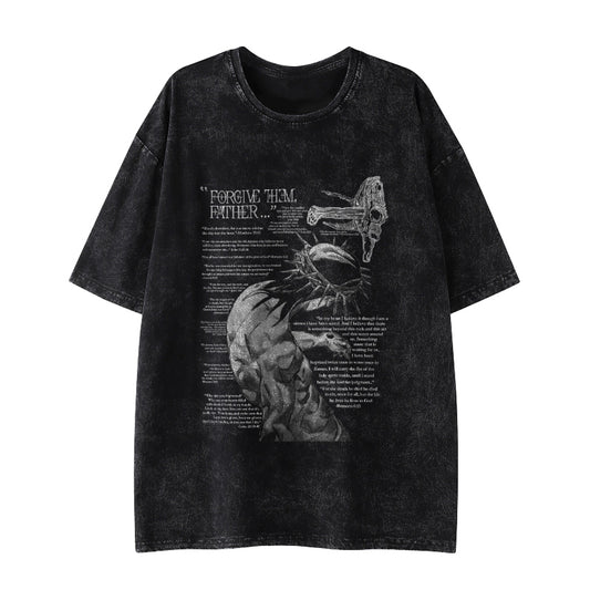 100% Cotton™️ Forgive Them,Father Bible Verses Printed Washed T-shirt
