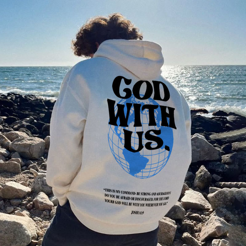 God With Us Print Hoodie